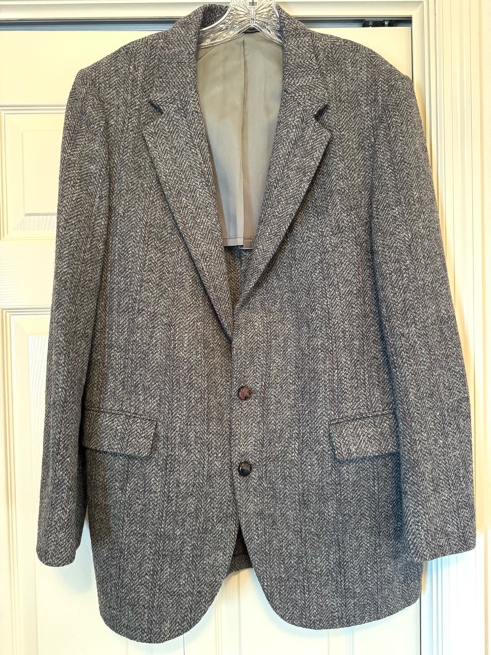Harris Tweed Stafford Mens Herringbone Sport Coat Jacket Blazer Elbow Patch 42L